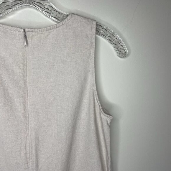 J.CREW Mini Dress Women 2 Beige Linen Blend Sleeveless Shift Pockets CA406 - Picture 8 of 14